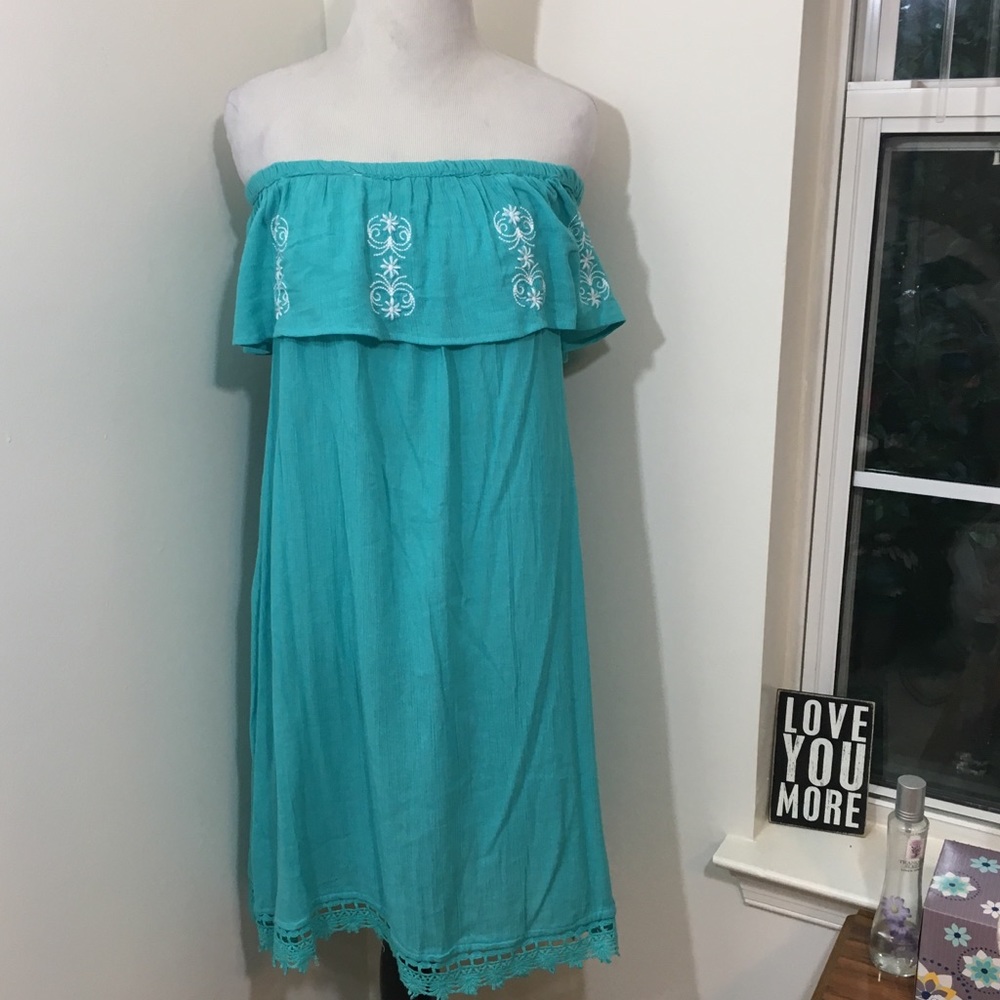 🆑 Aqua Off the Shoulder Dress NWOT